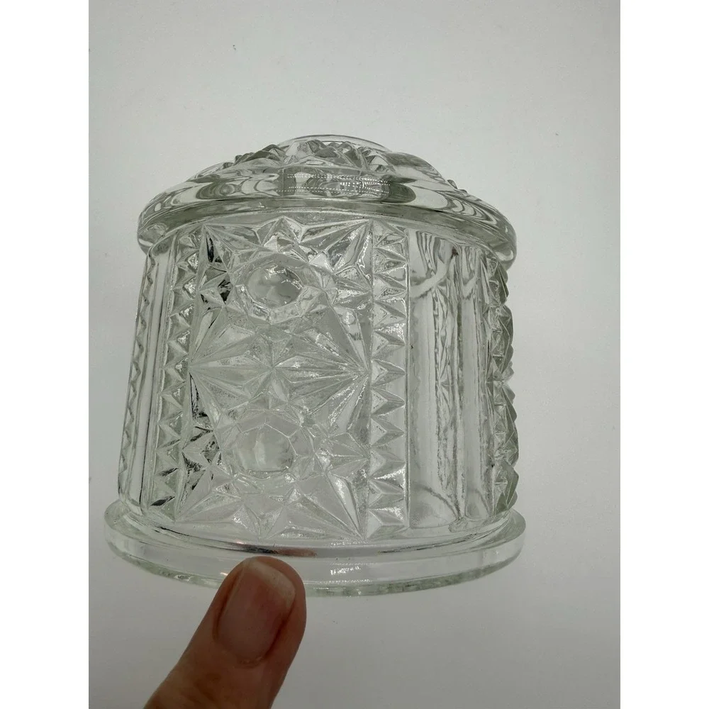 VTG Indiana Glass Stars And Bars Fairy Lamp Shade Only Clear